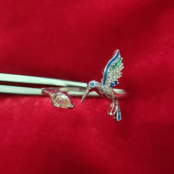 Silver tone Adjustable hummingbird Ring - Picture 8 of 9